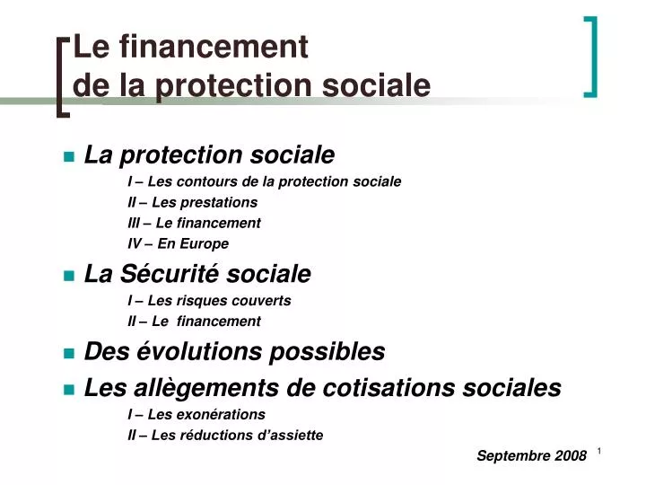 le financement de la protection sociale