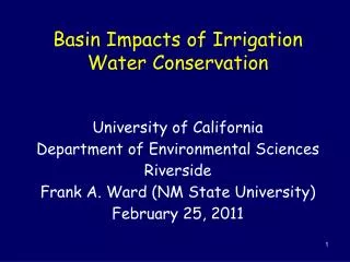 Basin Impacts of Irrigation Water Conservation