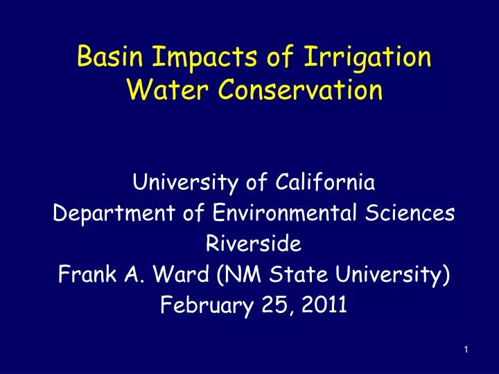 basin impacts of irrigation water conservation