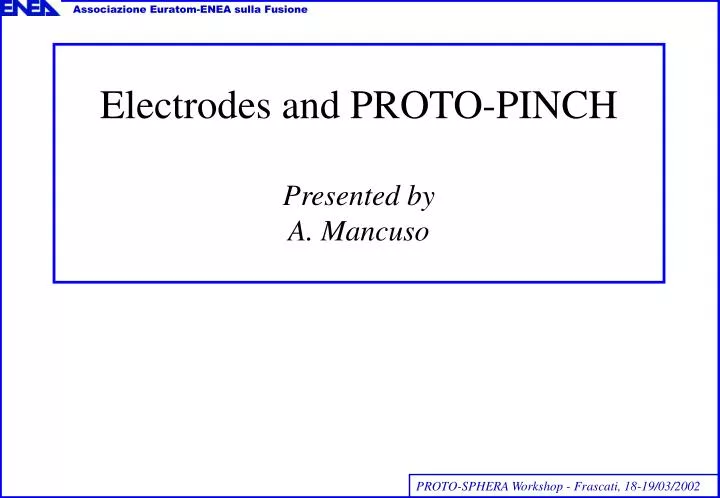 electrodes and proto pinch presented by a mancuso