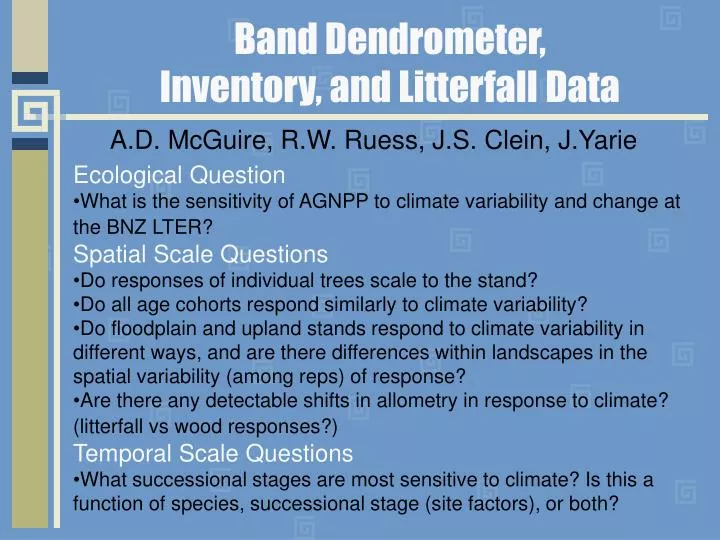 band dendrometer inventory and litterfall data