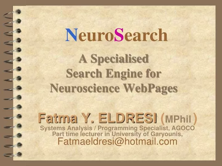 a specialised search engine for neuroscience webpages