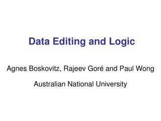 Data Editing and Logic