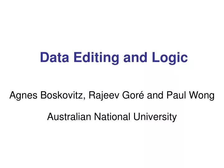 data editing and logic