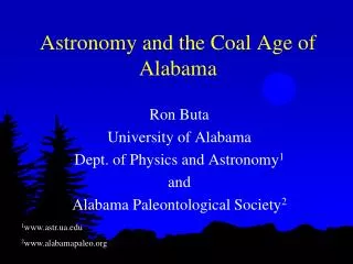 Astronomy and the Coal Age of Alabama