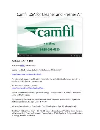 Camfil Food & Beverage Industry Air Filters