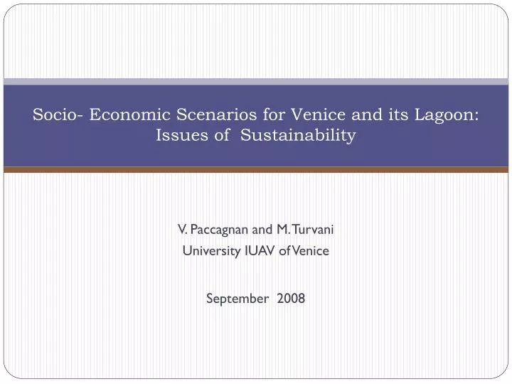 socio economic scenarios for venice and its lagoon issues of sustainability