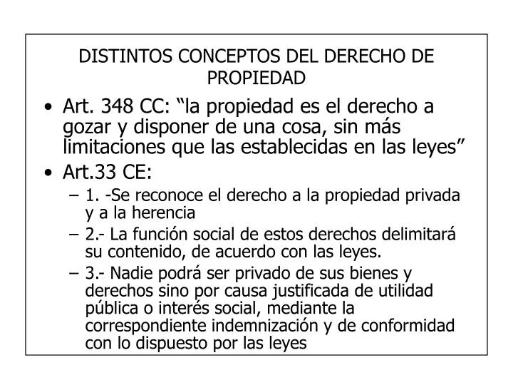 distintos conceptos del derecho de propiedad