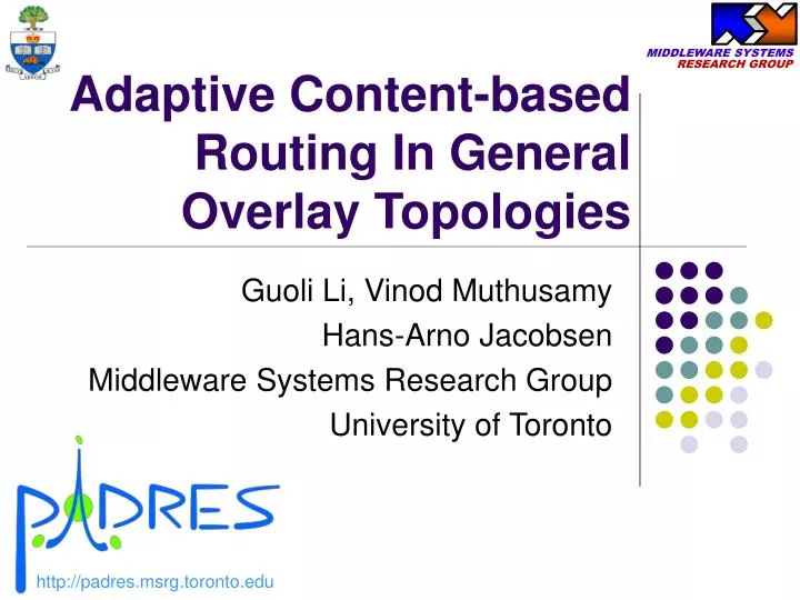 adaptive content based routing in general overlay topologies