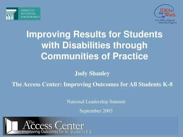 improving results for students with disabilities through communities of practice