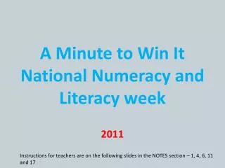 A Minute to Win It National Numeracy and Literacy week