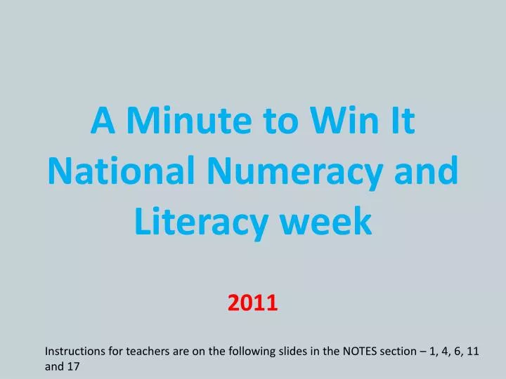 a minute to win it national numeracy and literacy week