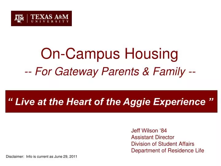 on campus housing for gateway parents family