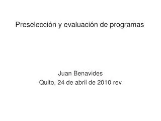 preselecci n y evaluaci n de programas