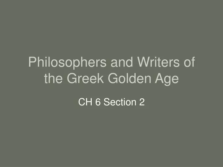 philosophers and writers of the greek golden age