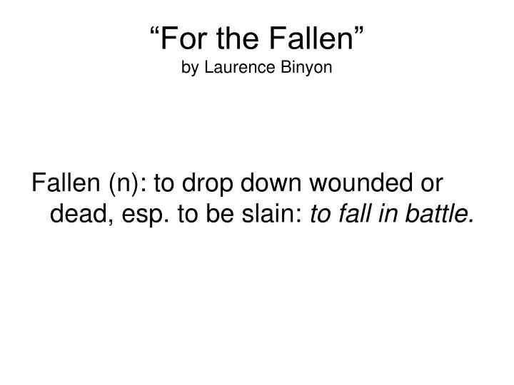for the fallen by laurence binyon