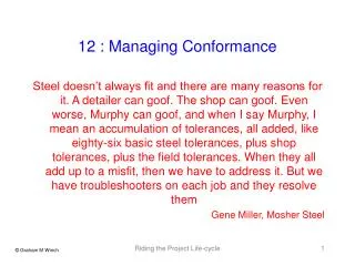 12 : Managing Conformance