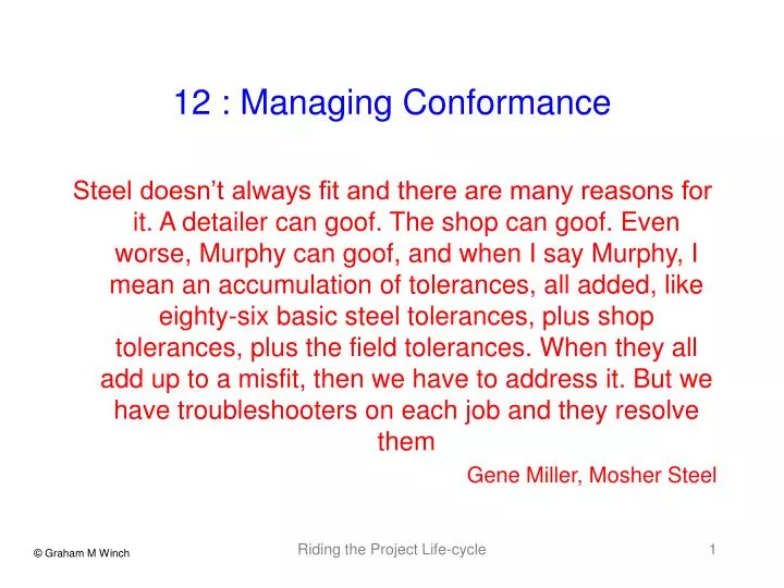 12 managing conformance
