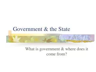 Government &amp; the State