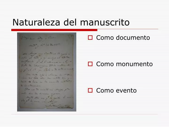 naturaleza del manuscrito