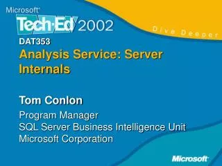 DAT353 Analysis Service: Server Internals