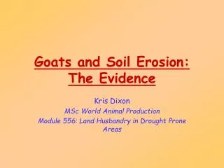 Goats and Soil Erosion: The Evidence