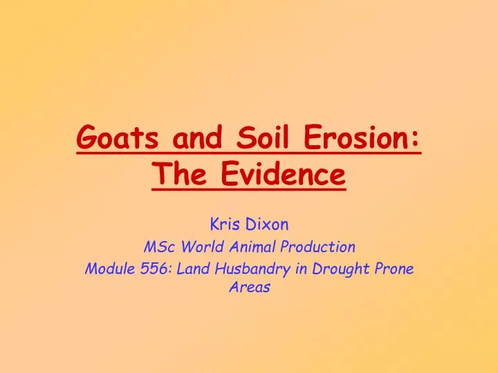 goats and soil erosion the evidence