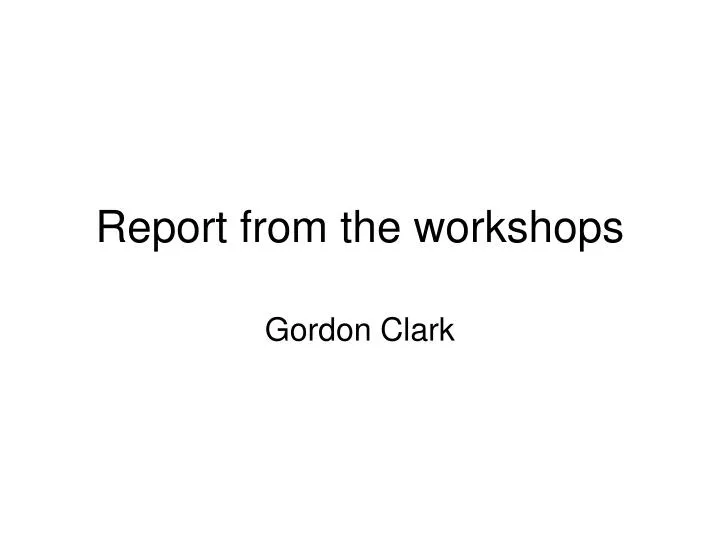 report from the workshops