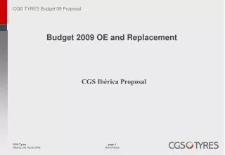 Budget 2009 OE and Replacement