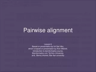 Pairwise alignment