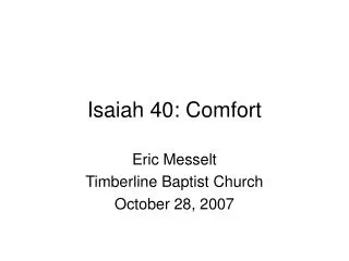 Isaiah 40: Comfort