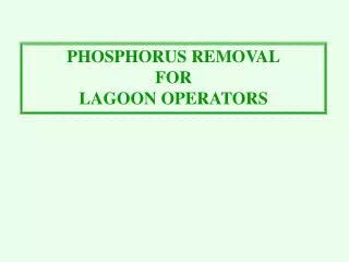 PHOSPHORUS REMOVAL FOR LAGOON OPERATORS