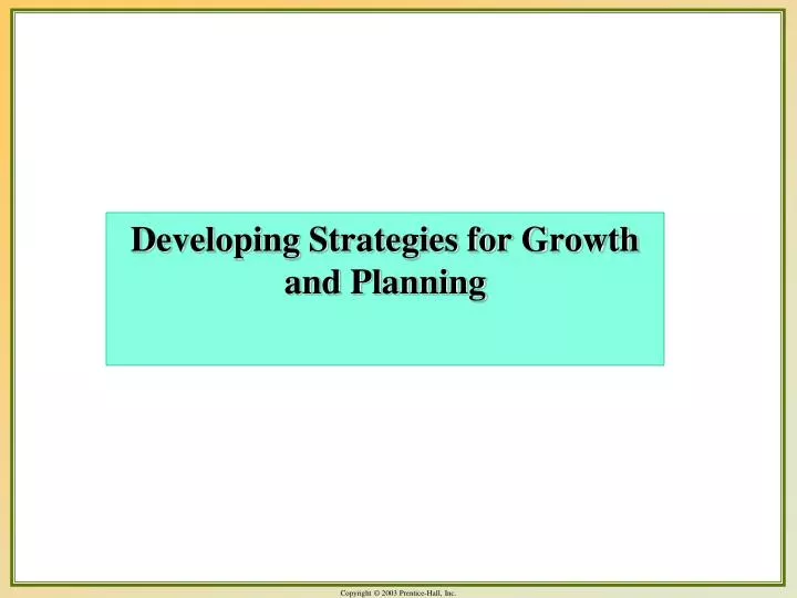developing strategies for growth and planning
