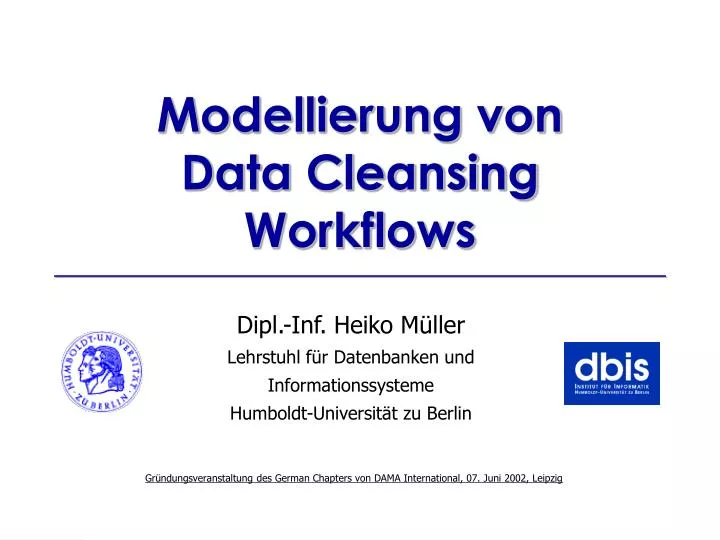 modellierung von data cleansing workflows