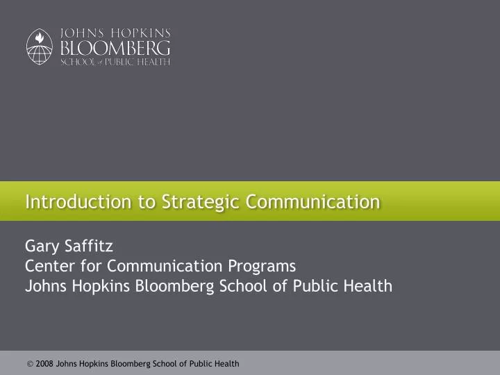 introduction to strategic communication