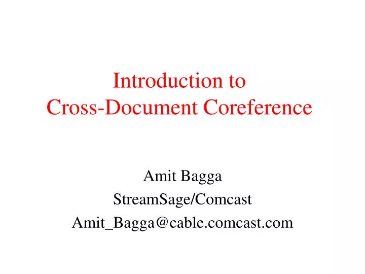 introduction to cross document coreference
