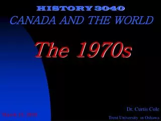 HISTORY 3040 CANADA AND THE WORLD