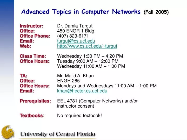 advanced topics in computer networks fall 2005