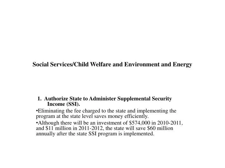 social services child welfare and environment and energy