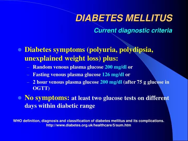 diabetes mellitus current diagnostic criteria