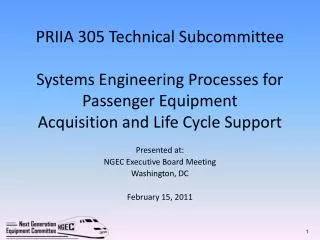 Presented at: NGEC Executive Board Meeting Washington, DC February 15, 2011