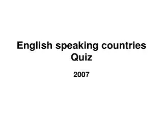 English speaking countries Quiz