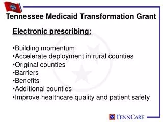 Electronic prescribing: Building momentum Accelerate deployment in rural counties