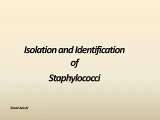 Isolation and Identification of Staphylococci