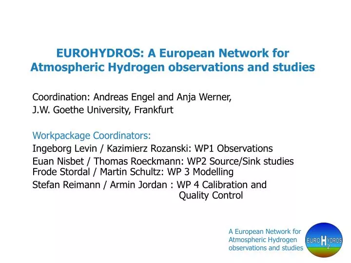 eurohydros a european network for atmospheric hydrogen observations and studies