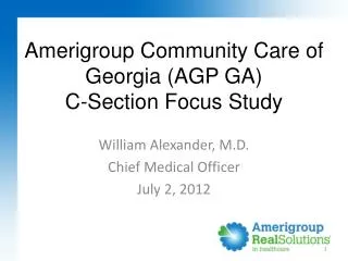 Amerigroup Community Care of Georgia (AGP GA) C-Section Focus Study