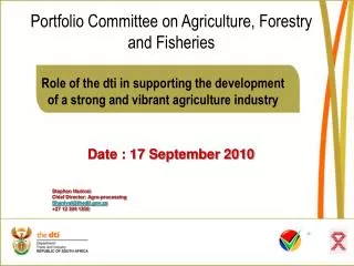 Role of the dti in supporting the development of a strong and vibrant agriculture industry