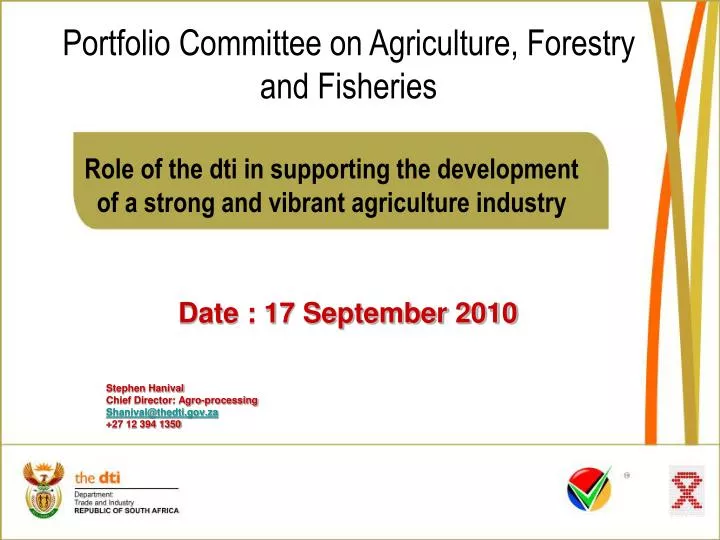 role of the dti in supporting the development of a strong and vibrant agriculture industry