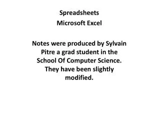 Spreadsheets Microsoft Excel