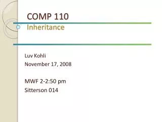 COMP 110 Inheritance